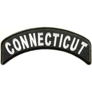 Connecticut Patch, 4x1.75 inch, small embroidered iron on State name 