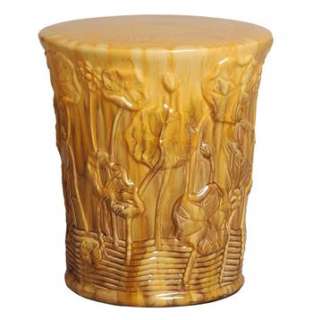 Golden Harvest Lotus Asian Ceramic Garden Seat Stool  