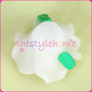 Handmade 16mm White Fimo Polymer Clay Flower Beads 10pc  