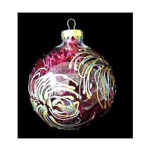  Fireworks Design   Hand Painted   Heavy Glass Ornament   2 