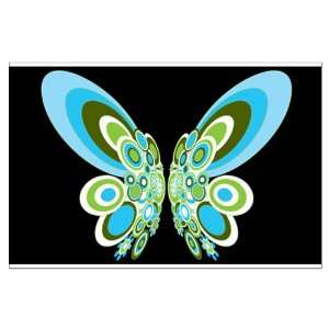  Large Poster Retro Blue Butterfly Blck 