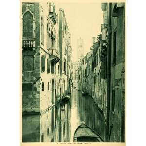  1913 Intaglio Print Venice Canal Venetian Architecture 