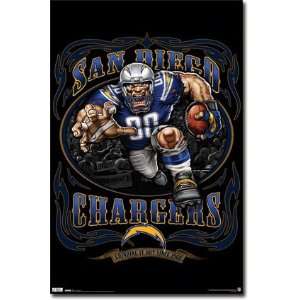  Black Painted Wood Framed San Diego Chargers Runningback 