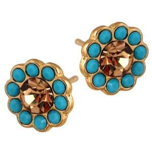  Michal Negrin Stylish Flower Gold Plated Stud Earrings 