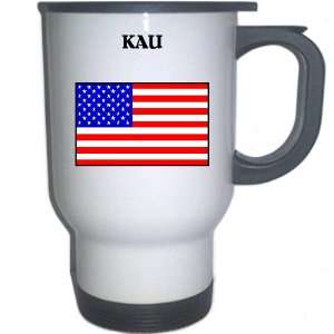  US Flag   Kau, Hawaii (HI) White Stainless Steel Mug 