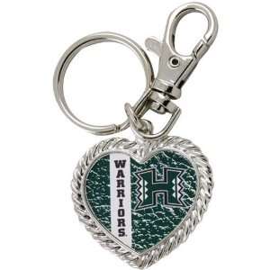  NCAA Hawaii Warriors Silvertone Heart Keychain