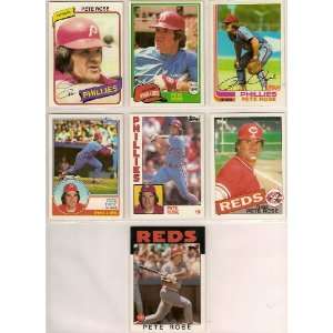  Pete Rose (7) Card Topps Baseball Lot (1980 1981 1982 1983 