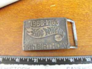 1968 1983 HOT WHEELS 15th Birthday Belt Buckle, copyright date 1982 
