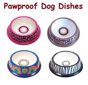 PAWPROOF PLASTIC PET DISHES for DOGS   Designer Dog Bowls with FREE 