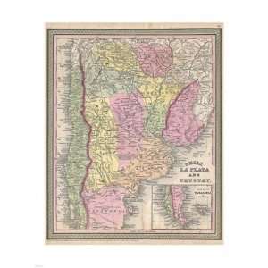   1853 Mitchell Map of Argentina  18 x 24  Poster Print Toys & Games