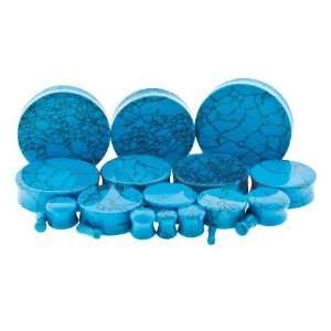 4G Dyed Turquoise Howlite Double Flared Plugs   Sold As a 