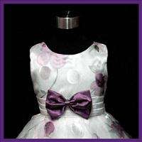 Purple Christening Wedding Party Flower Girls Dress 5 6  