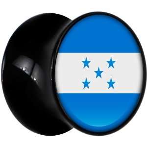  13mm Black Acrylic Honduras Flag Saddle Plug Jewelry