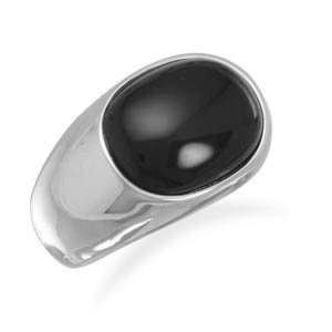   Stainless Steel and Black Onyx Ring, Sz 8 13, Size 8 Jewelry