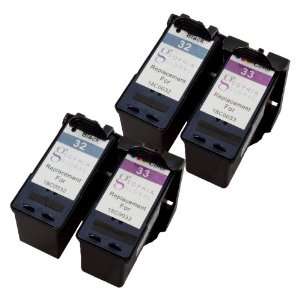   Ink Cartridge Replacement for Lexmark 32 and Lexmark 33 (2 Black, 2
