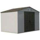 Duramax 10 x 8 vinyl fire retardant shed with a galvanized steel 