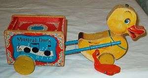 SUPER VINTAGE 1952 FISHER PRICE MUSICAL DUCK PULL TOY  
