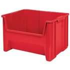   Stak N Store Stacking Hopper Front Plastic Storage Bin, Red, Case of 2