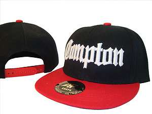   & White Compton Flat Bill Snap Back Snapback Ball Cap Caps Hat Hats