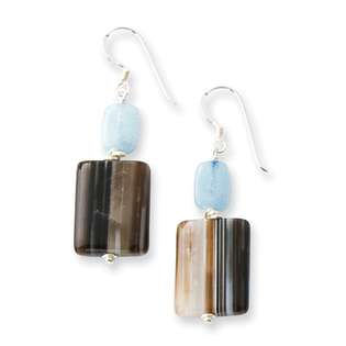   earrings Sterling Silver Aquamarine/Botswana Agate Earrings at 