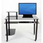 RTA Products Glass and Aluminum Computer Desk Black Glass With Casters