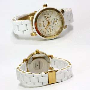 New Fossil White Modern Gold and Silicone Watch BQ9405  