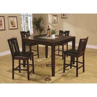   Counter Height Table Set with Smooth Cracked Glass Insert 