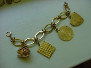 Antique 14k Solid Yellow Gold Charm Bracelet LARGE  
