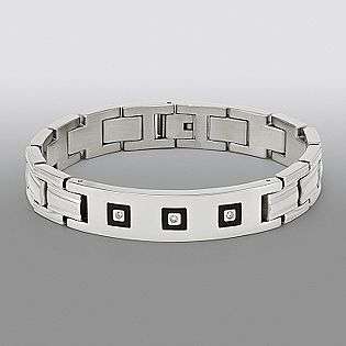 10 cttw Diamond ID Bracelet in Stainless Steel  Jewelry Mens 