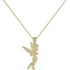 Disney 10k Yellow Gold Tinkerbell Pendant Displayed on Chain