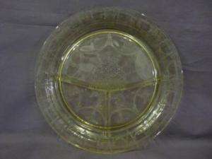 CAMEO YELLOW DEPRESSION GLASS GRILL PLATE  