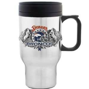Denver Broncos Stainless Steel 18 oz Beverage Travel Mug   NFL 