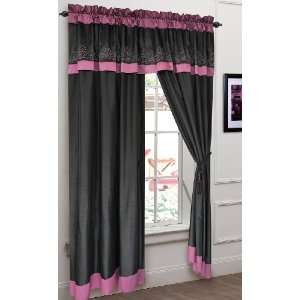    Alexandra Embroidered Curtain Set Black/Gray