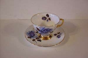 HAMMERSLEY BLUE ROSE BONE CHINA CUP & SAUCER  