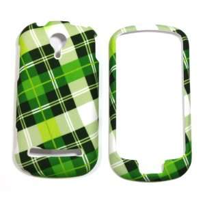  White with Green Cross Checker Plaid Rubber Texture LG 