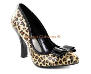 PINUP Womens Sexy High Heels Leopard Cheetah Print Rockabilly Shiny 