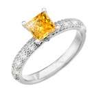  Ring with Fancy Orange Yellow Diamond 1/2 carat Princess cut