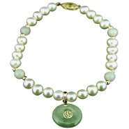   and Green Jade Bracelet with Green Jade Good Luck Charm 