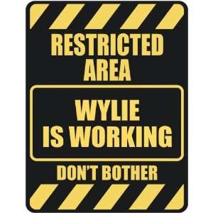   RESTRICTED AREA WYLIE IS WORKING  PARKING SIGN