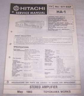 ORIGINAL HITACHI HA 1 STEREO AMPLIFIER SERVICE MANUAL  