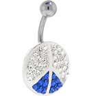 Body Candy Clear Blue PEACE SIGN Cubic Zirconia Belly Ring