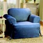 Sure Fit Cotton Duck Bluestone T Cushion Chair Slipcover