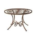 CBK Garden Accent End Table Grill Center Glass Top in Brown Finish