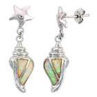 Sabrina Silver Sterling Silver, Synthetic Opal Inlay Conch Dangle 
