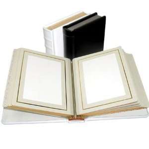   White Leather Cover with Library Bound Off White Pages, Holds 24 8 x