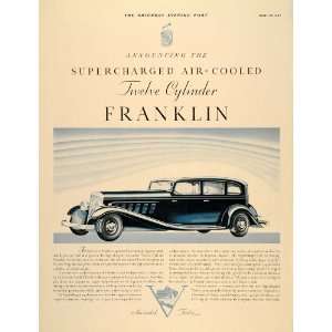  1932 Ad Franklin Supercharged Air Cooled Antique Cars 
