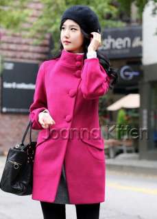 Nwt fashion korean womens long trench coat button jacket woolen 4color 
