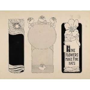  1910 Print Graphic Designs Template Art Nouveau Flowers 