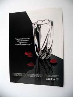 Orrefors Waterfall Lead Crystal Vase 1985 print Ad  