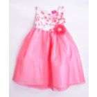 Pinky Girls Sleeveless Dress Printed Bodice Coral